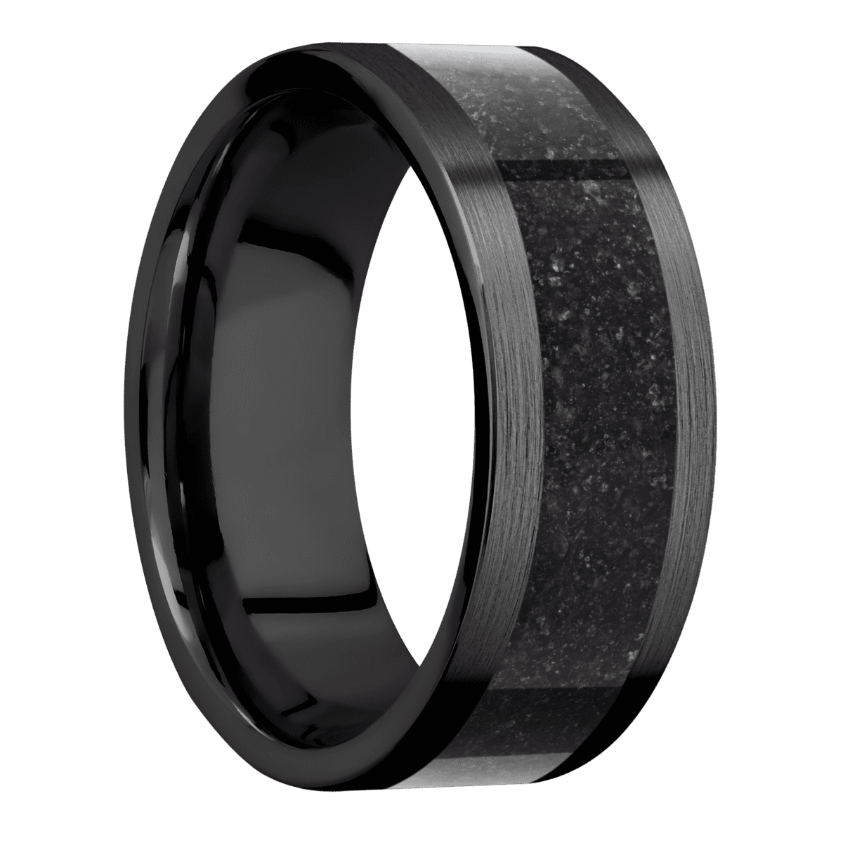 Zirconium with Satin Finish and Dinosaur Bone Black Inlay