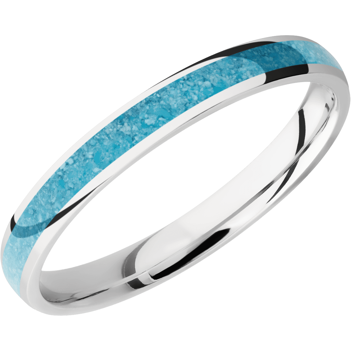 Cobalt Chrome with Polish Finish and Turquoise Inlay