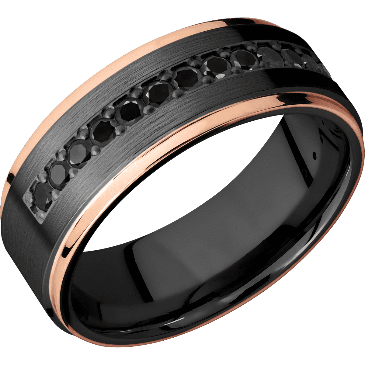 Zirconium with Satin , Polish Finish and 14K Rose Gold Inlay