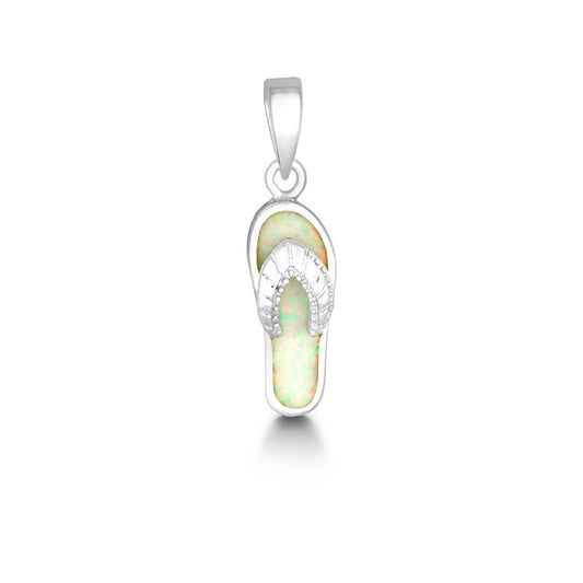 Sterling Silver White Inlay Opal Flip-Flop Pendant