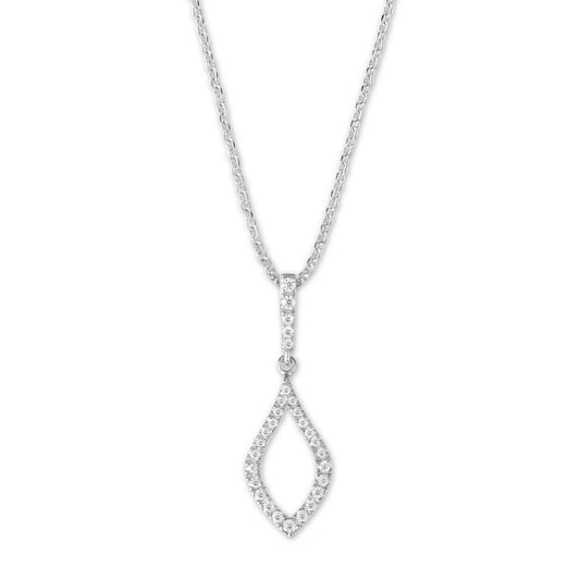 Sterling Silver Open Micro Pave Marquise Pendant