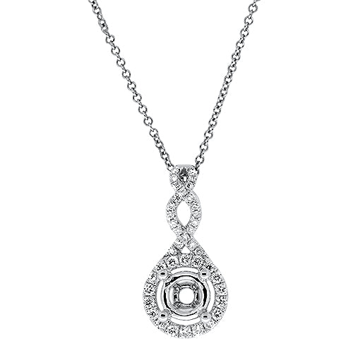 Diamond Semi Mount Pendant With Chain (0.75ct Center)