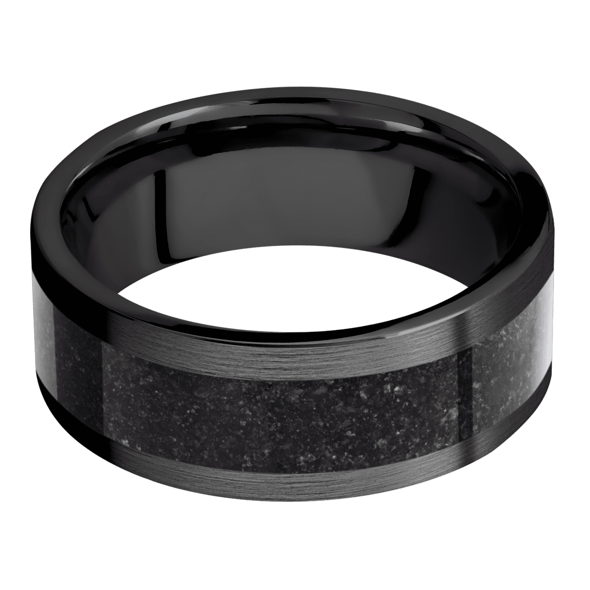 Zirconium with Satin Finish and Dinosaur Bone Black Inlay