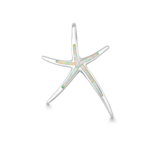 Sterling Silver White Inlay Opal Starfish Pendant