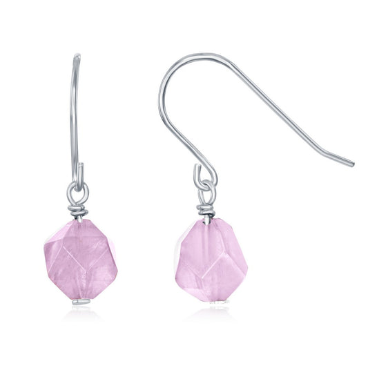 Sterling Silver Amethyst 8MM Rock Earrings