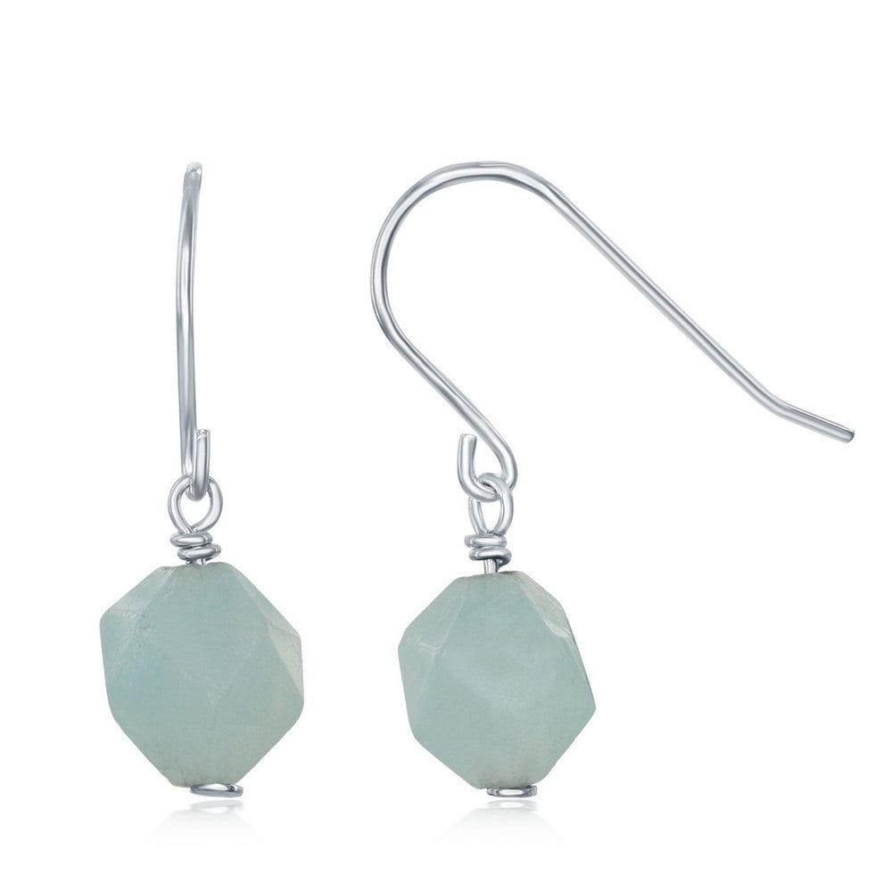 Sterling Silver Amazonite 8MM Rock Earrings