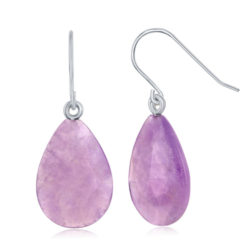 Sterling Silver Faceted Pear Shape Amethyst Earrings