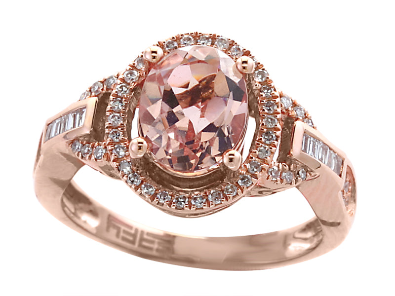 EFFY 14K ROSE GOLD DIAMOND and MORGANITE RING