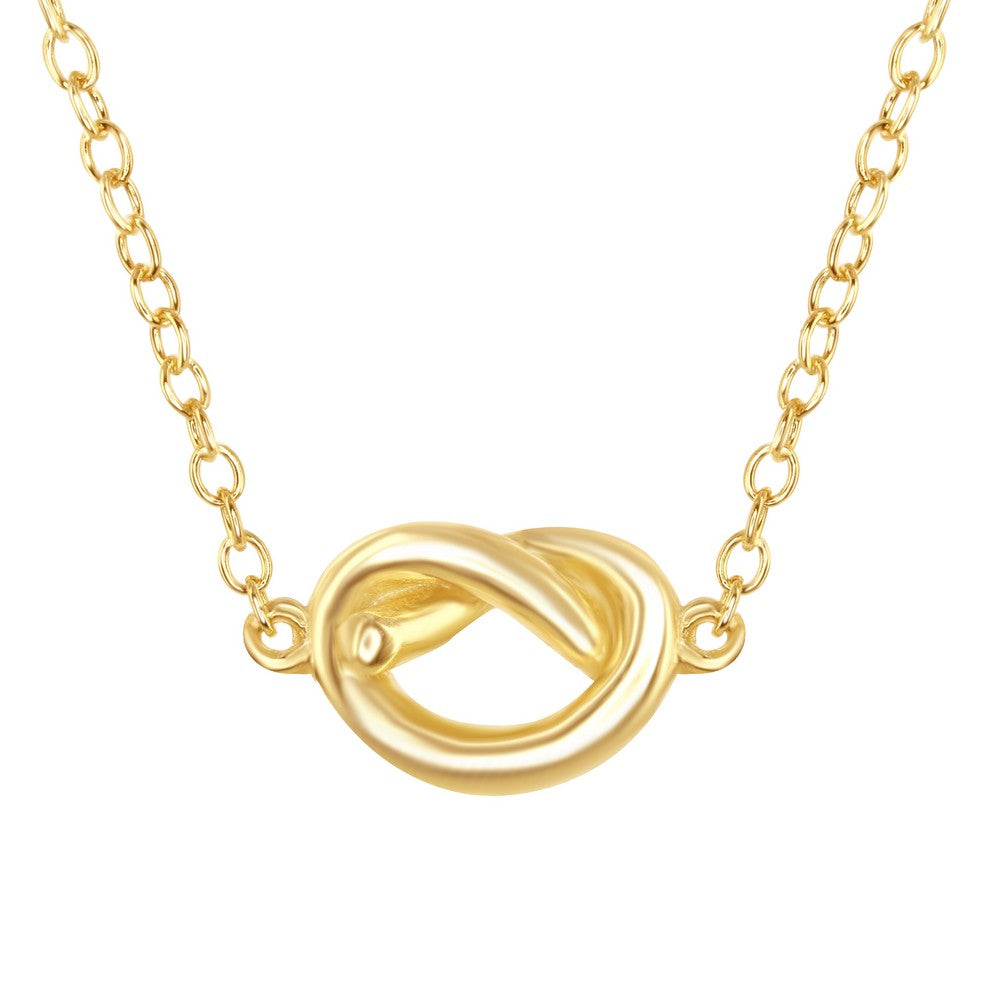 Sterling Silver Small Love Knot Necklace - Gold Plated