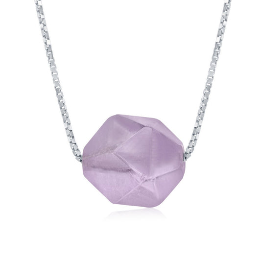 Sterling Silver Amethyst 10MM Rock Necklace