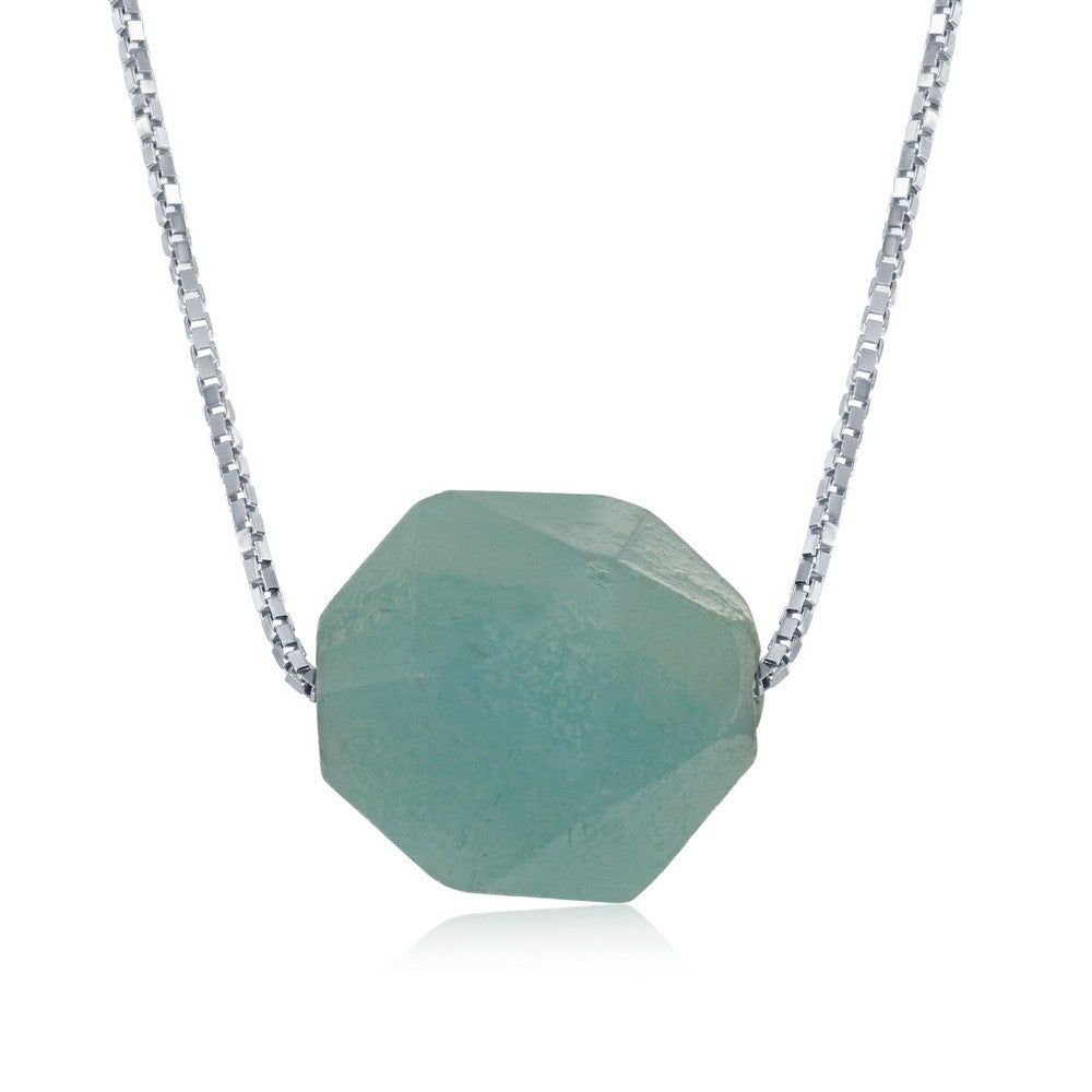 Sterling Silver Amazonite 10MM Rock Necklace