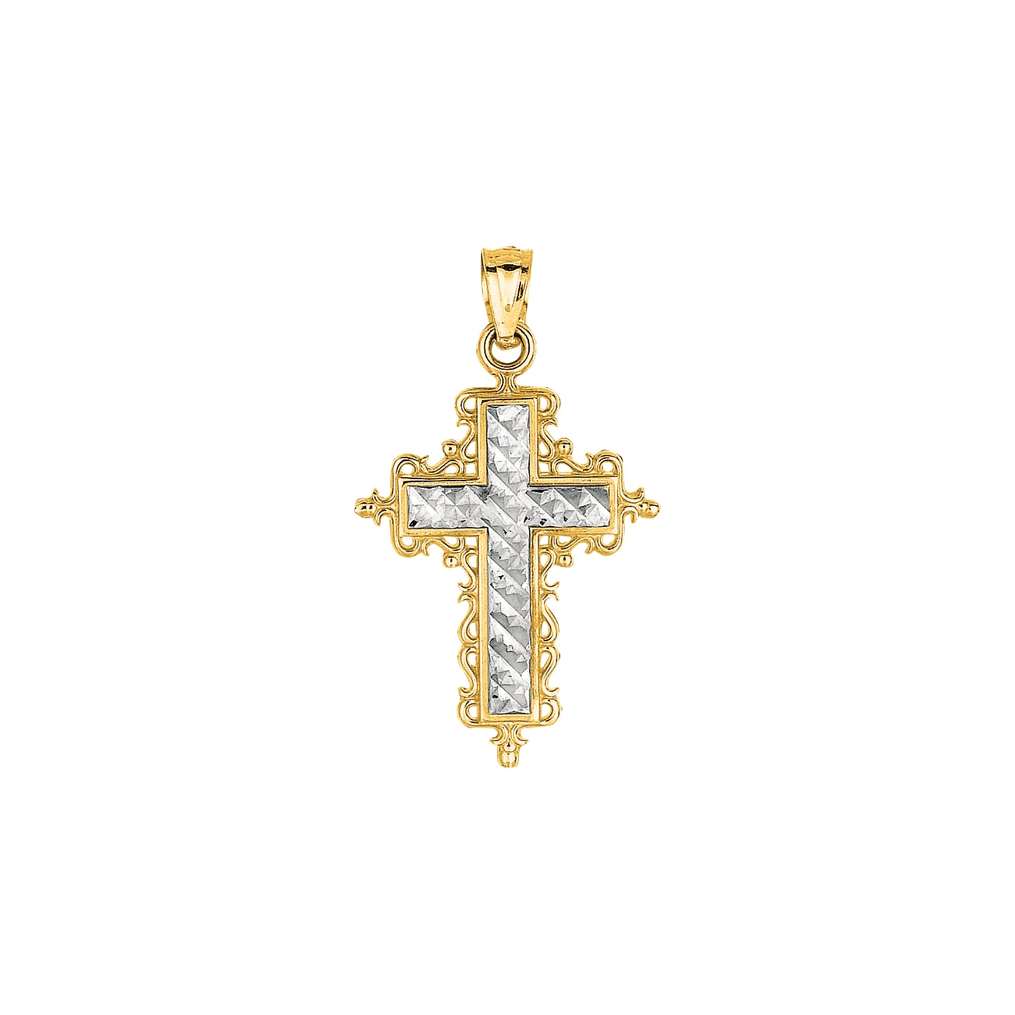 14K Gold Small Diamond Cut Cross