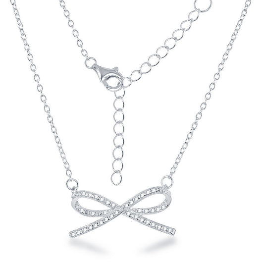 Sterling Silver Diamond Accent Bow Necklace