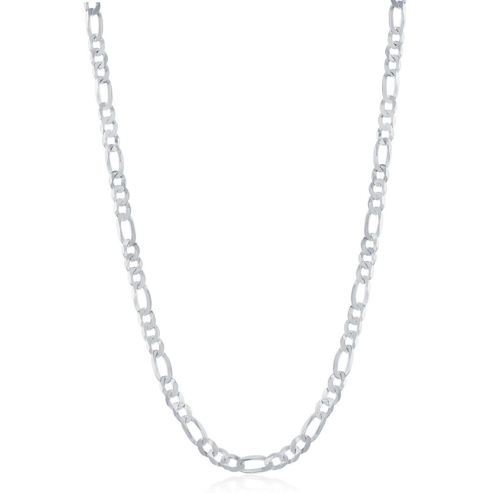 Sterling Silver 3.3mm Figaro Chain - Rhodium Plated