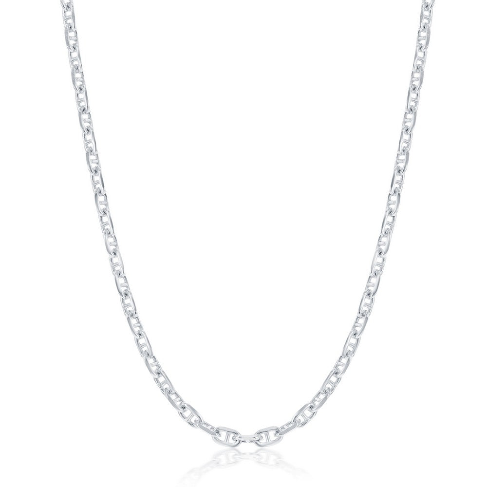 Sterling Silver 3.6mm Anchor Marina Chain - Rhodium Plated