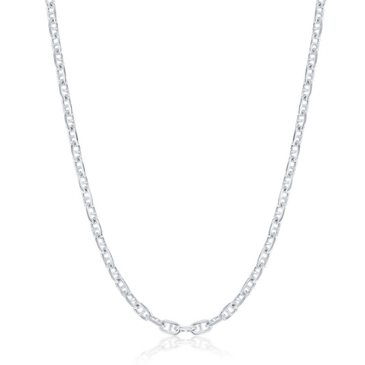 Sterling Silver 3.6mm Anchor Marina Chain - Rhodium Plated