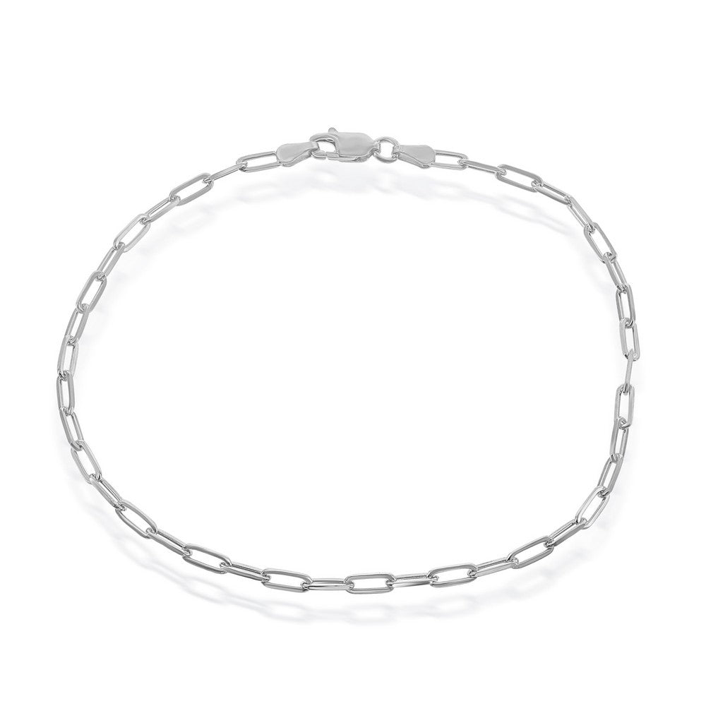 Sterling Silver 2.8mm Paper Clip Linked Chain - Rhodium Plated