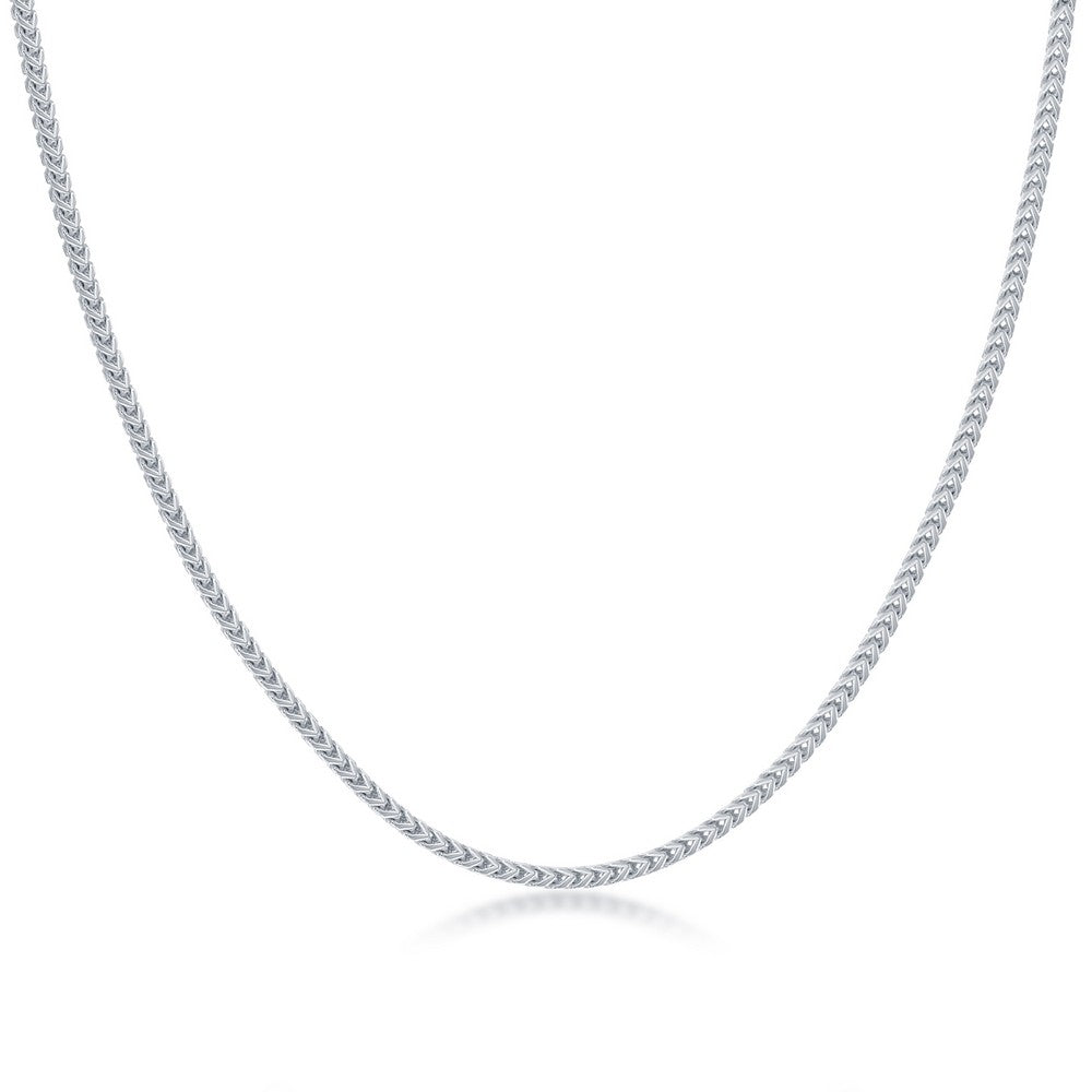 Sterling Silver 1mm Franco Adjustable Chain - Rhodium Plated