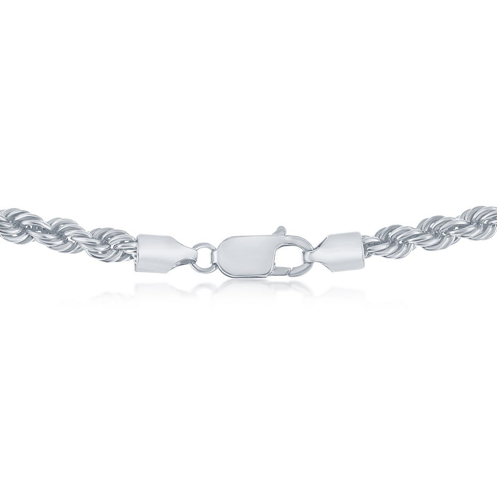 Sterling Silver 4.5mm Loose Rope Chain - Rhodium Plated