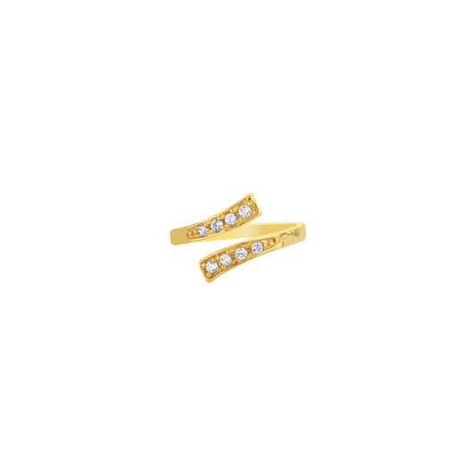 14K Gold Bypass CZ Toe Ring