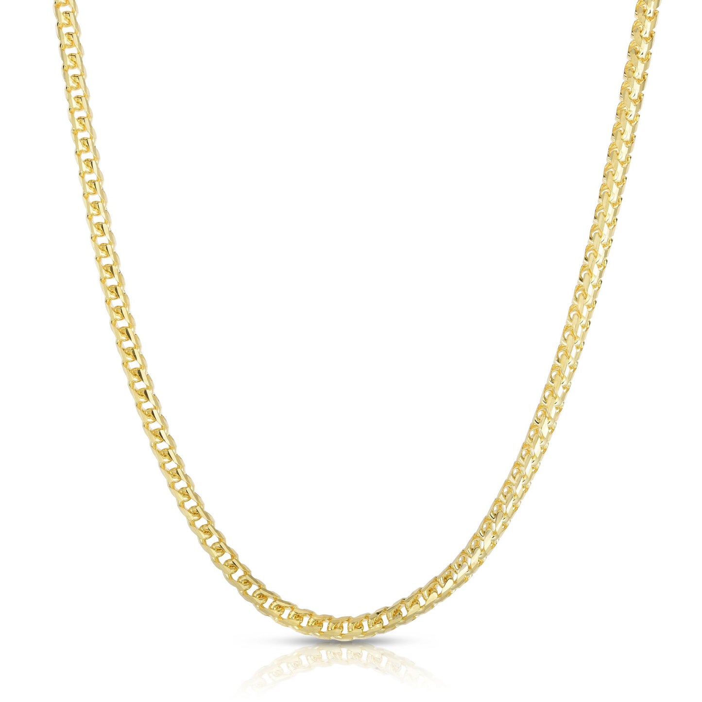 14K Gold 4mm Diamond Cut Round Franco Chain