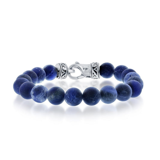 Stainless Steel 10mm Bead Bracelet - Sodalite