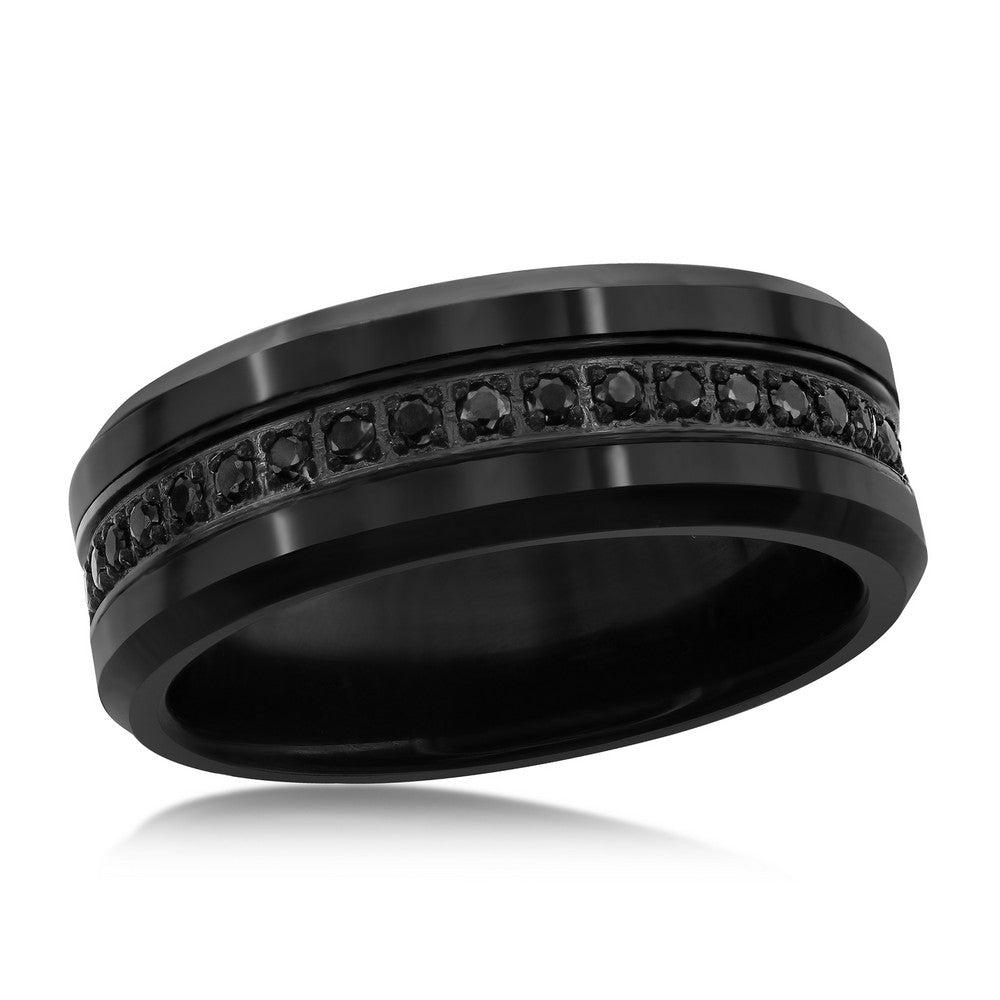 Black CZ Eternity Tungsten Ring