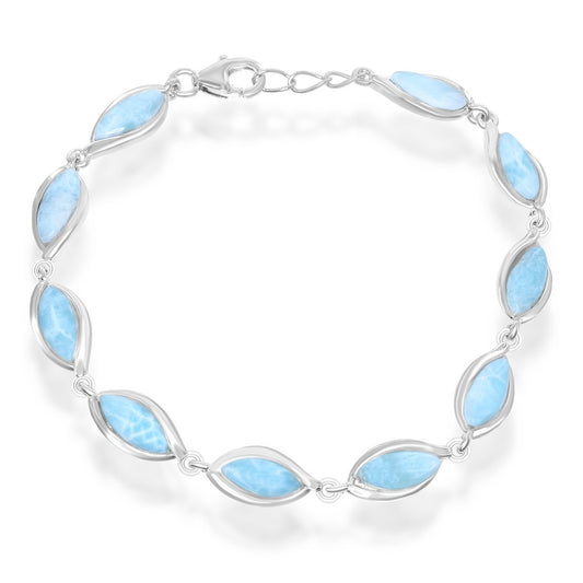 Sterling Silver Marquise Larimar Bracelet