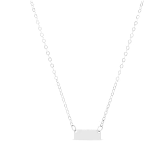 14K White Mini Bar Pendant