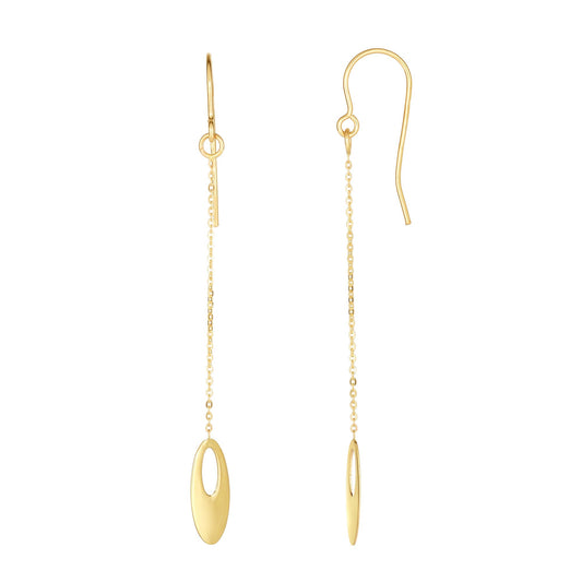 10K Gold Polished Open Oval Drop Earring